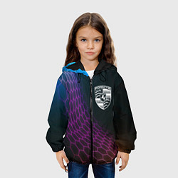 Куртка с капюшоном детская Porsche neon hexagon, цвет: 3D-черный — фото 2