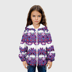 Куртка с капюшоном детская Узорчатый фиолетовый орнамент, цвет: 3D-белый — фото 2