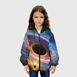 Куртка с капюшоном детская Чёрная дыра поглощает вселенную, цвет: 3D-черный — фото 2