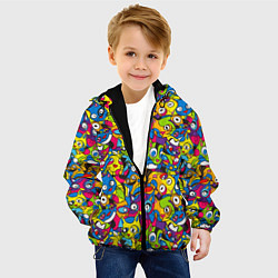 Куртка с капюшоном детская Сумасшедшие креативные коты, цвет: 3D-черный — фото 2