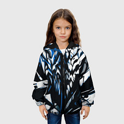 Куртка с капюшоном детская White and blue abstraction on a black background, цвет: 3D-черный — фото 2