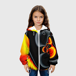 Куртка с капюшоном детская Фрактальный узор абстракция, цвет: 3D-белый — фото 2