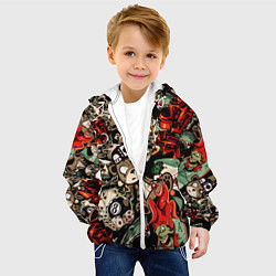 Куртка с капюшоном детская Граффити плюшевого медведя среди акул азарта, цвет: 3D-белый — фото 2
