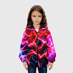 Куртка с капюшоном детская Неоновые космические разряды - нейроарт, цвет: 3D-черный — фото 2