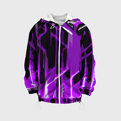 Куртка с капюшоном детская Abstract purple stripes on a black background, цвет: 3D-белый