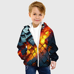 Куртка с капюшоном детская Трехмерные кубики с разрушением, цвет: 3D-белый — фото 2