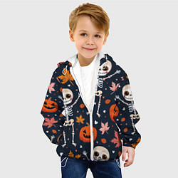 Куртка с капюшоном детская Скелеты с листьями, цвет: 3D-белый — фото 2