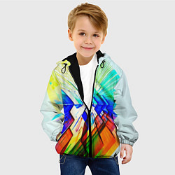 Куртка с капюшоном детская Неоновая абстракция стекло, цвет: 3D-черный — фото 2