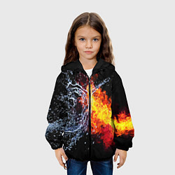 Куртка с капюшоном детская Столкновения огня и воды, цвет: 3D-черный — фото 2