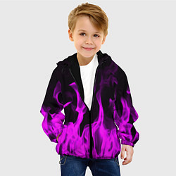 Куртка с капюшоном детская Неоновый огонь в дыму, цвет: 3D-черный — фото 2