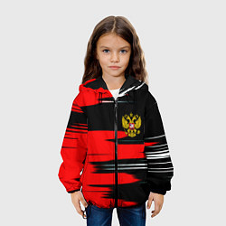 Куртка с капюшоном детская Россия полосы краски, цвет: 3D-черный — фото 2