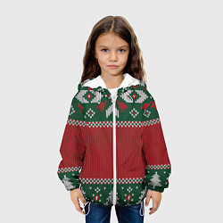 Куртка с капюшоном детская Knitted Christmas Pattern, цвет: 3D-белый — фото 2