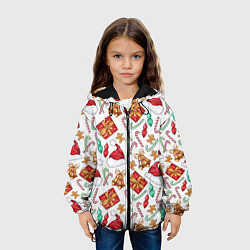 Куртка с капюшоном детская Новогодний паттерн 2025, цвет: 3D-черный — фото 2