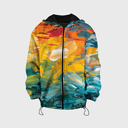 Куртка с капюшоном детская Хаотичный цветные мазки краски, цвет: 3D-черный