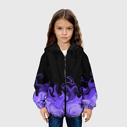 Куртка с капюшоном детская Абстрактный фиолетовый огонь, цвет: 3D-черный — фото 2