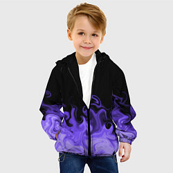 Куртка с капюшоном детская Абстрактный фиолетовый огонь, цвет: 3D-черный — фото 2