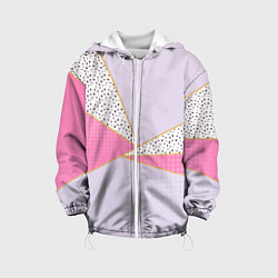 Куртка с капюшоном детская Геометрическая абстракция с треугольниками и пятни, цвет: 3D-белый