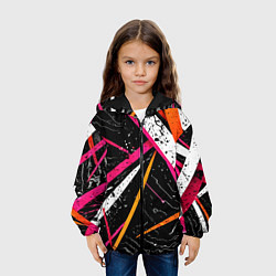 Куртка с капюшоном детская Разноцветные праздничные линии, цвет: 3D-черный — фото 2