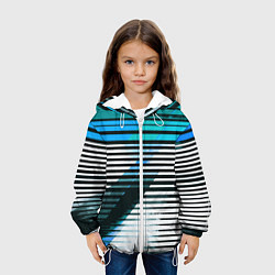 Куртка с капюшоном детская Сине-чёрные полосы на белом фоне, цвет: 3D-белый — фото 2
