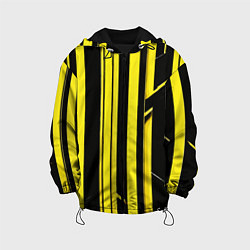 Куртка с капюшоном детская Толстые жёлтые полосы на чёрном фоне, цвет: 3D-черный