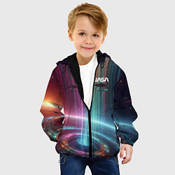 Куртка с капюшоном детская Spaceship in the neon cosmos - nasa, цвет: 3D-черный — фото 2