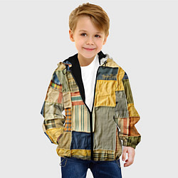 Куртка с капюшоном детская Пэчворк в желтых оттенках, цвет: 3D-черный — фото 2