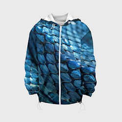 Куртка с капюшоном детская Голубая кожа змеи, цвет: 3D-белый