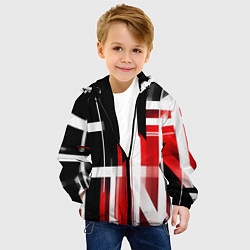 Куртка с капюшоном детская Чёрно-красные вертикальные и горизонтальные полосы, цвет: 3D-черный — фото 2