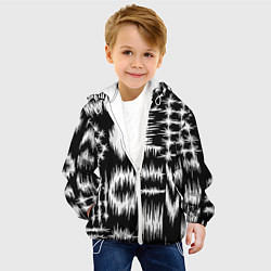 Куртка с капюшоном детская Штриховка - геометрическая абстракция, цвет: 3D-белый — фото 2
