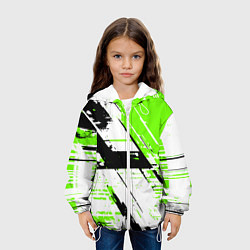 Куртка с капюшоном детская Diagonal black and green stripes on a white backgr, цвет: 3D-белый — фото 2