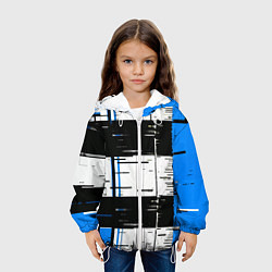 Куртка с капюшоном детская Синие и чёрные полосы на белом фоне, цвет: 3D-белый — фото 2