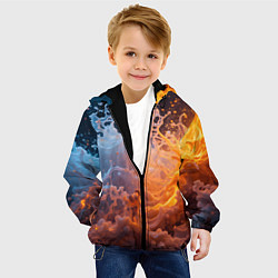 Куртка с капюшоном детская Брызги воды и огня, цвет: 3D-черный — фото 2