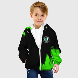 Куртка с капюшоном детская Skoda краски зеленые, цвет: 3D-белый — фото 2