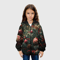 Куртка с капюшоном детская Новый год - шарики, цвет: 3D-черный — фото 2