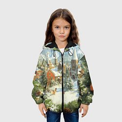 Куртка с капюшоном детская Фон рождества, цвет: 3D-черный — фото 2