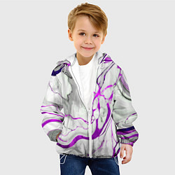 Куртка с капюшоном детская Фиолетово-белый мрамор, цвет: 3D-белый — фото 2