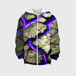 Куртка с капюшоном детская Треснувший камень фиолетовый, цвет: 3D-белый