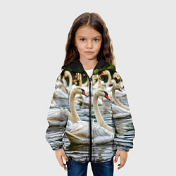 Куртка с капюшоном детская Белые лебеди на пруду, цвет: 3D-черный — фото 2