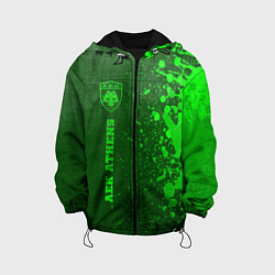 Куртка с капюшоном детская AEK Athens - green gradient по-вертикали, цвет: 3D-черный