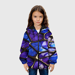 Куртка с капюшоном детская Синие и фиолетовые плиты, цвет: 3D-черный — фото 2