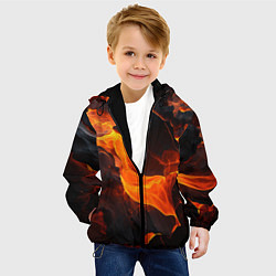 Куртка с капюшоном детская Огонь и лава - текстура, цвет: 3D-черный — фото 2
