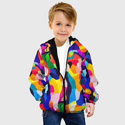 Куртка с капюшоном детская Лоскутная абстракция, цвет: 3D-черный — фото 2