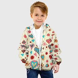 Куртка с капюшоном детская Цветные сердечки, цвет: 3D-белый — фото 2