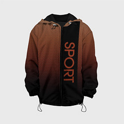 Куртка с капюшоном детская Sport коричневый вертикальная полоса, цвет: 3D-черный