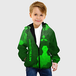 Куртка с капюшоном детская Mitsubishi - green gradient вертикально, цвет: 3D-черный — фото 2
