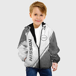 Куртка с капюшоном детская Nissan - white gradient вертикально, цвет: 3D-черный — фото 2