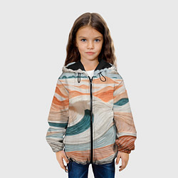 Куртка с капюшоном детская Персиковые волны, цвет: 3D-черный — фото 2