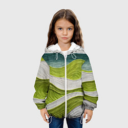 Куртка с капюшоном детская Лаймовые волны, цвет: 3D-белый — фото 2