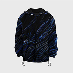 Куртка с капюшоном детская Чёрно-синий абстракция линии, цвет: 3D-черный