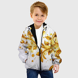Куртка с капюшоном детская Золотые листья на белом, цвет: 3D-черный — фото 2